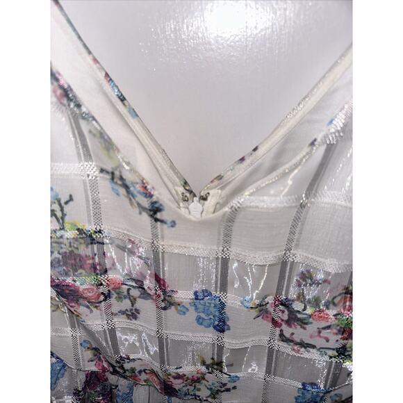 Anthropologie Maeve White Floral Party Peony Dress Wedding Aline Barbie 8 202 - Picture 6 of 9